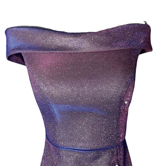Sherri Hill Purple Sparkle Off Shoulder Formal Dress Prom Fit and Flare Size 2 - Picture 3 of 10